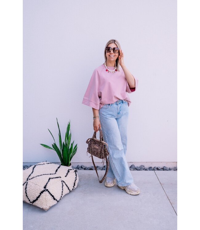 Wide sleeve top rose