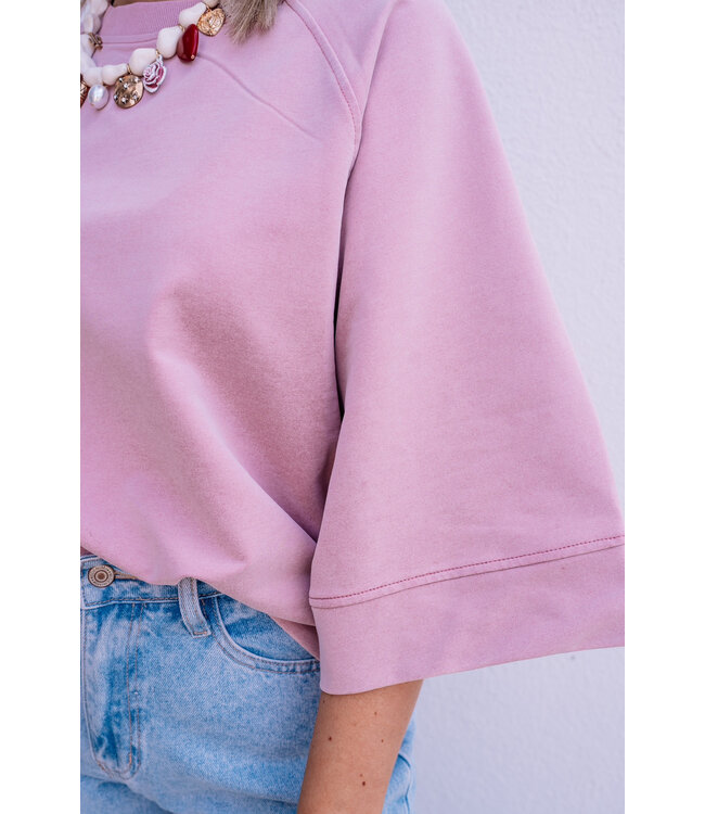 Wide sleeve top rose