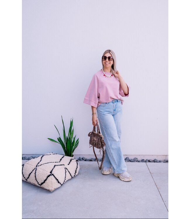 Wide sleeve top rose