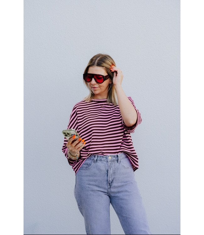 Striped t-shirt bordeaux/rose