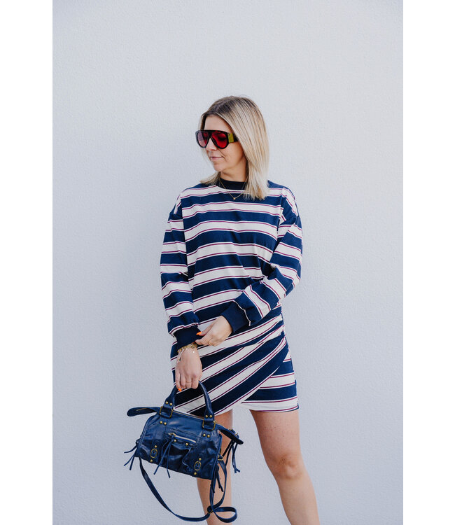 Striped sweater dress navy