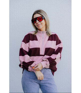 Striped sweater rose/burgundy