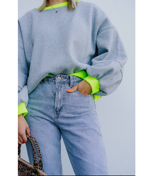 Rosie sweater grey/lime