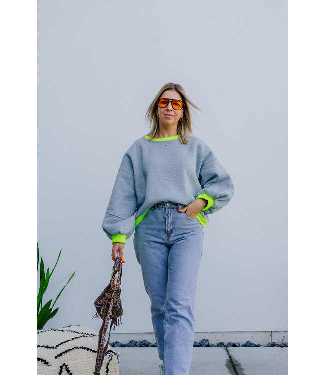 Rosie sweater grey/lime