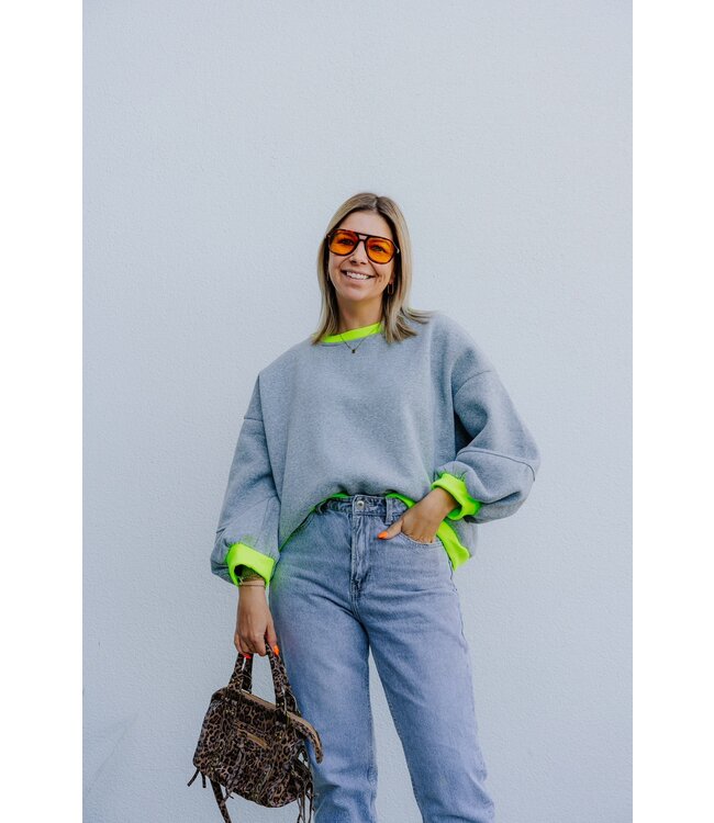 Rosie sweater grey/lime