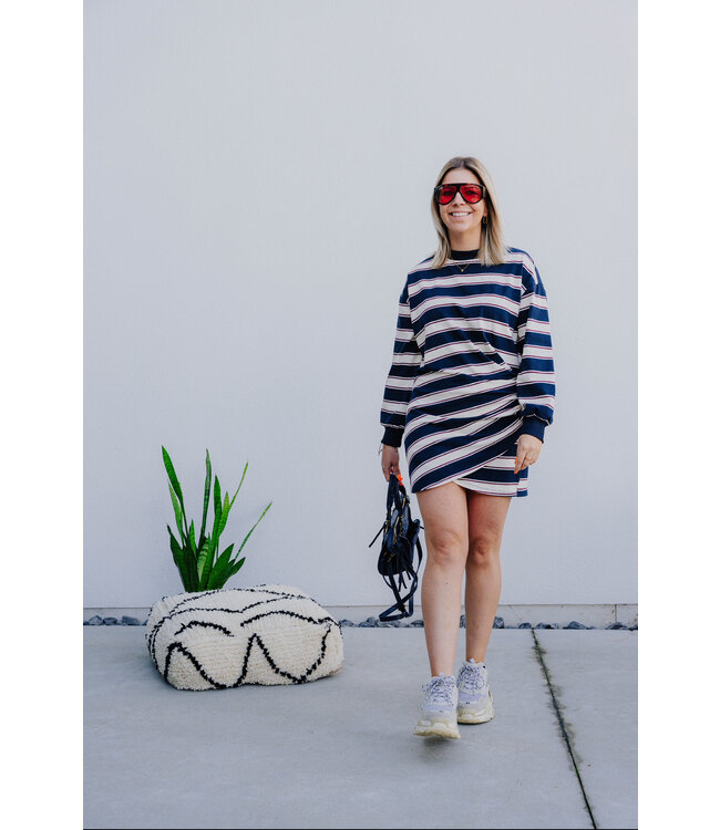 Striped sweater dress navy