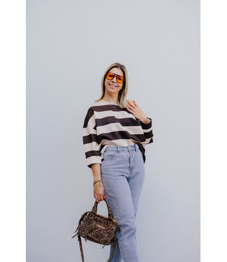 Striped top beige/brown