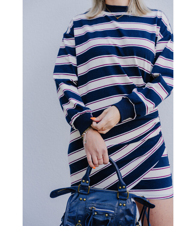 Striped sweater dress navy