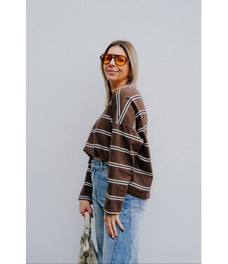 Striped sweater tee brown
