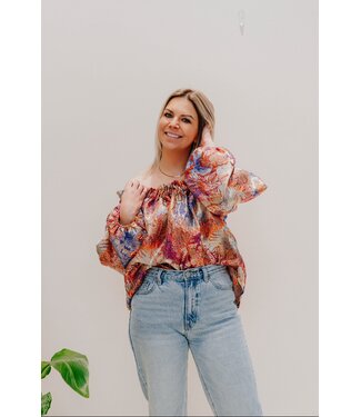 Shiny off shoulder blouse mixed