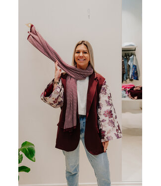 Striped scarf rose/bordeaux