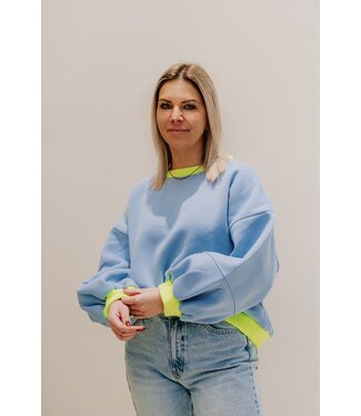 Rosie sweater light blue/lime
