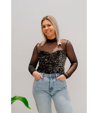 See trough top glitters gold