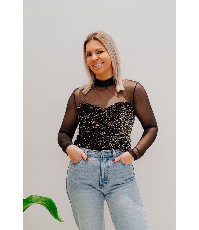 See trough top glitters gold