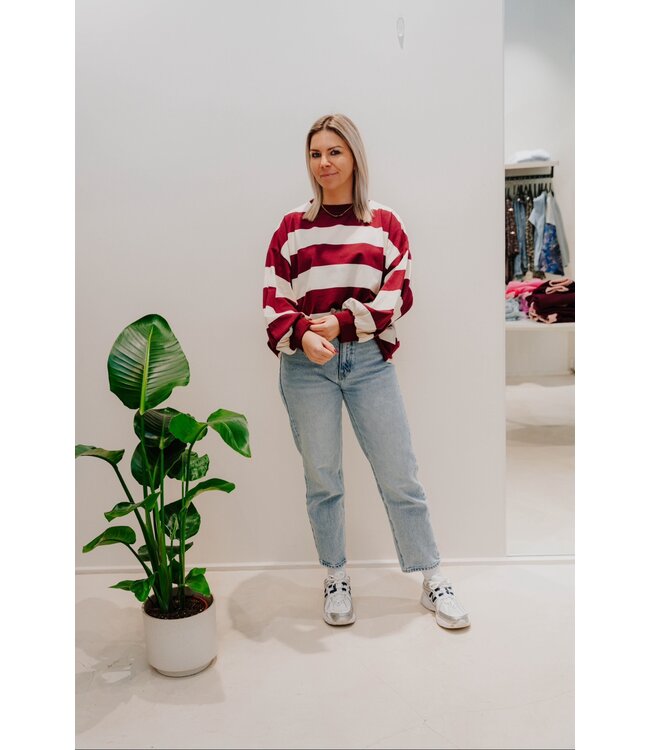 Thin sweater bordeaux/ecru