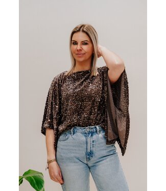 Velvet sequin top brown