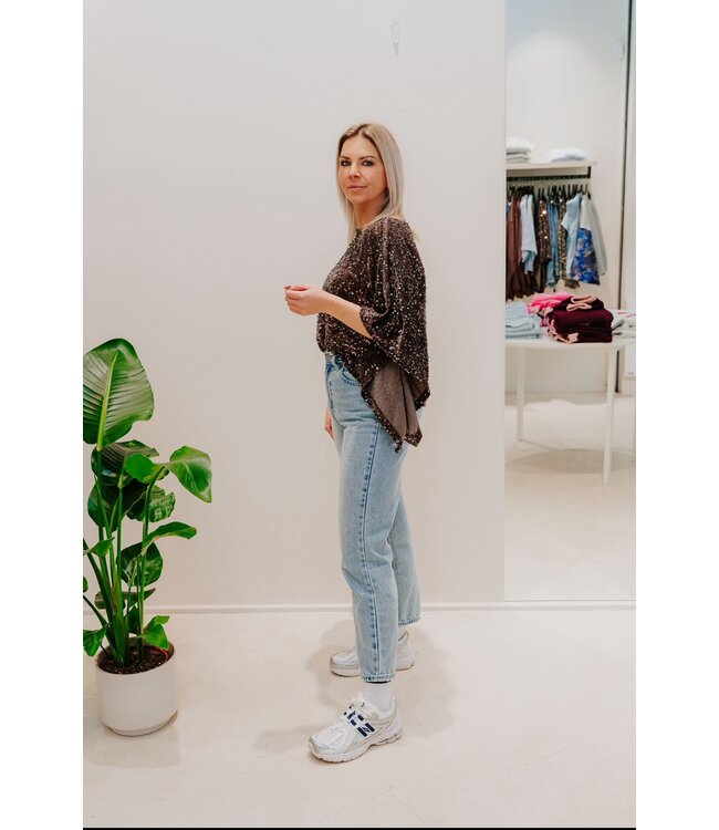 Velvet sequin top brown