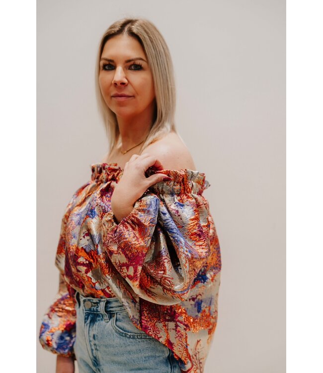 Shiny off shoulder blouse mixed
