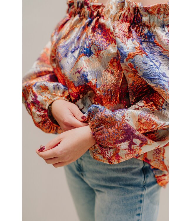 Shiny off shoulder blouse mixed