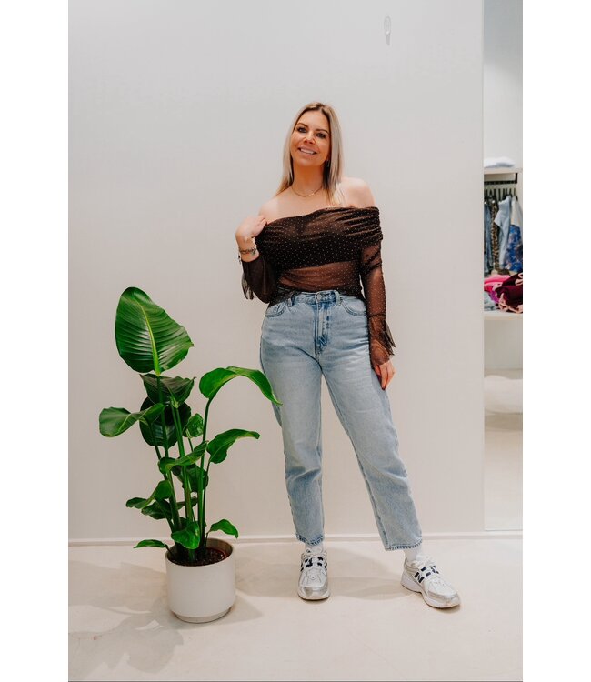 Off shoulder top brown/gold