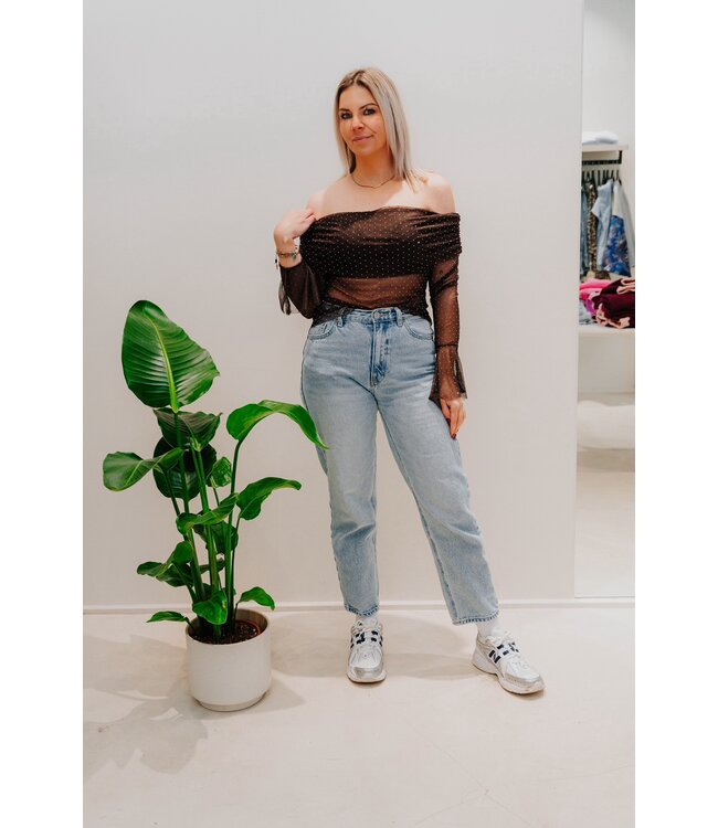 Off shoulder top brown/gold