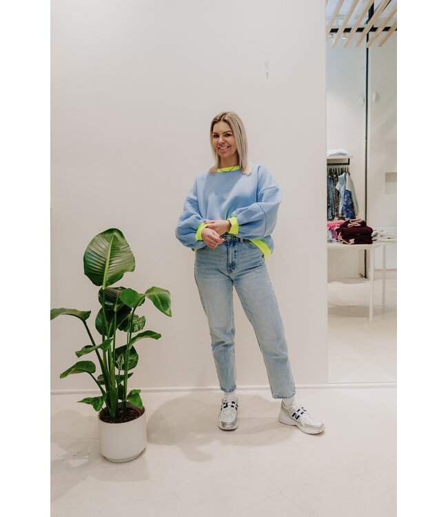 Rosie sweater light blue/lime