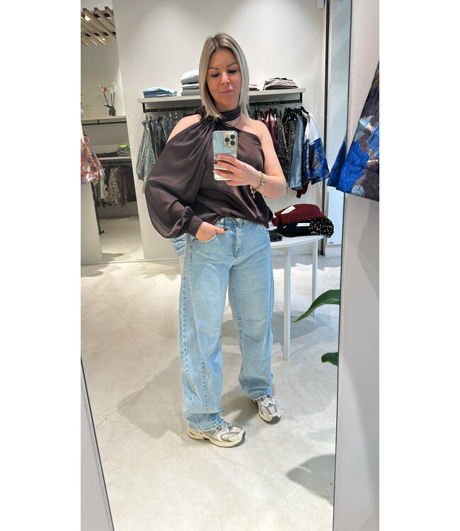 Satin blouse brown