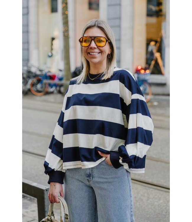 Thin sweater marine/ecru