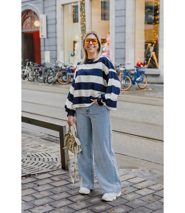 Thin sweater marine/ecru