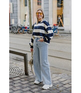 Thin sweater marine/ecru