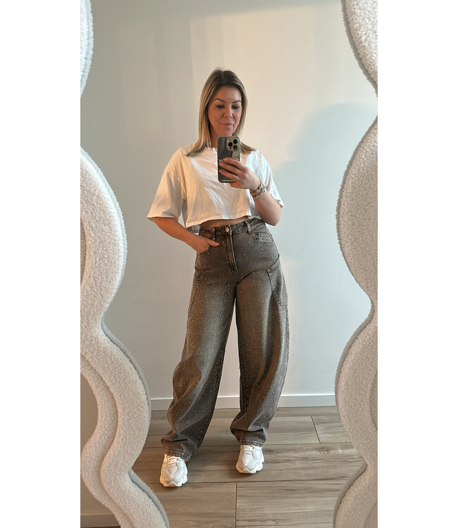 Glitter ballon jeans brown/beige