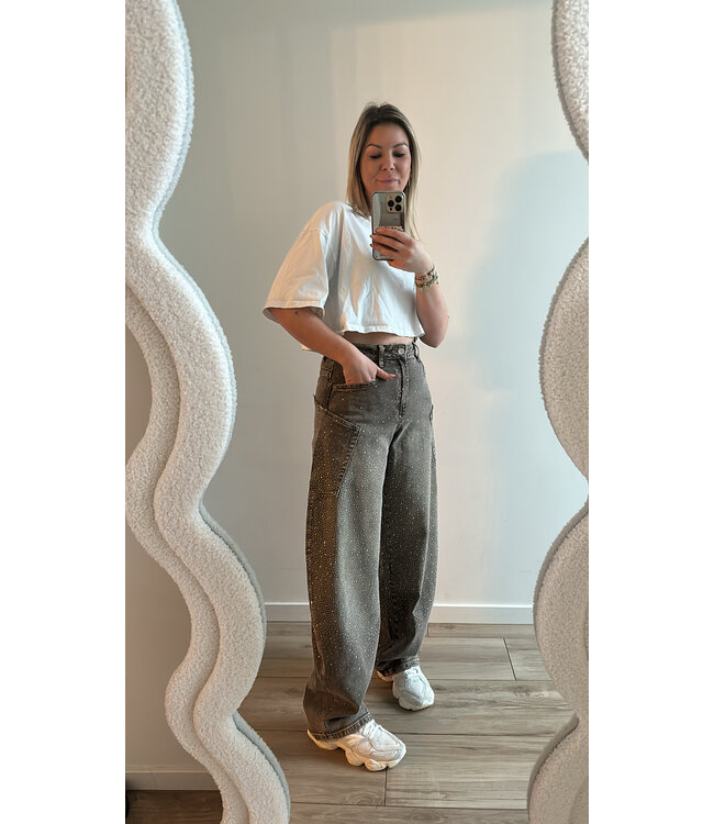 Glitter ballon jeans brown/beige