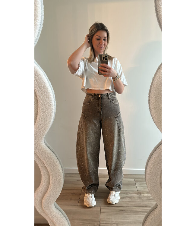 Glitter ballon jeans brown/beige