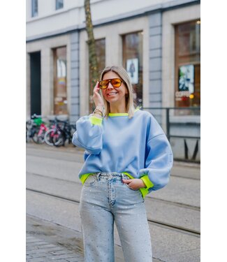 Rosie sweater light blue/lime