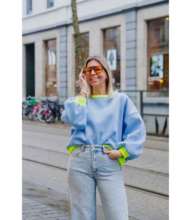 Rosie sweater light blue/lime