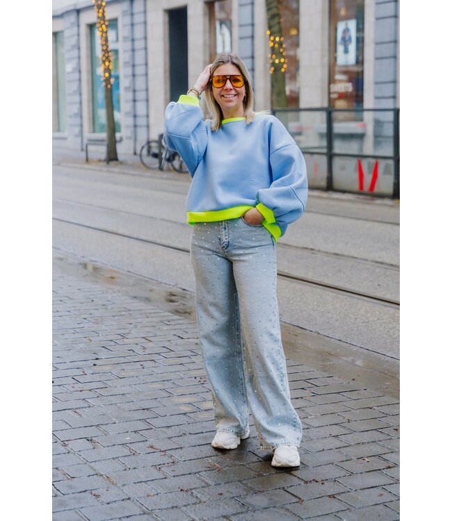 Rosie sweater light blue/lime