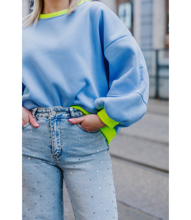 Rosie sweater light blue/lime