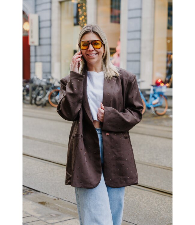 Studs blazer brown