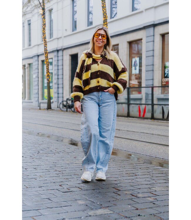 Cardigan & scarf brown/yellow