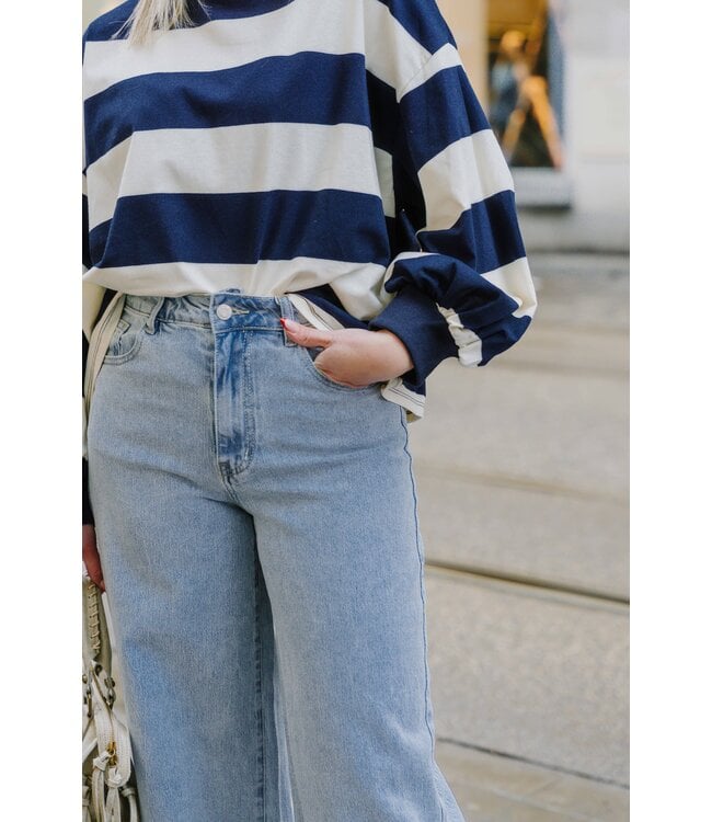 Thin sweater marine/ecru