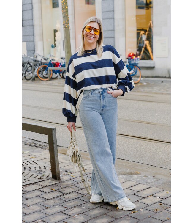 Thin sweater marine/ecru