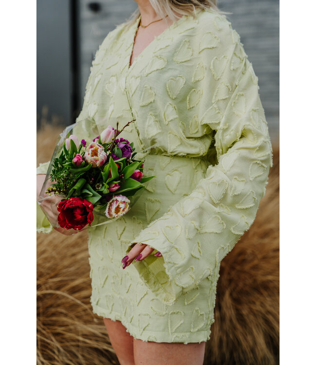 Hearts dress pistache