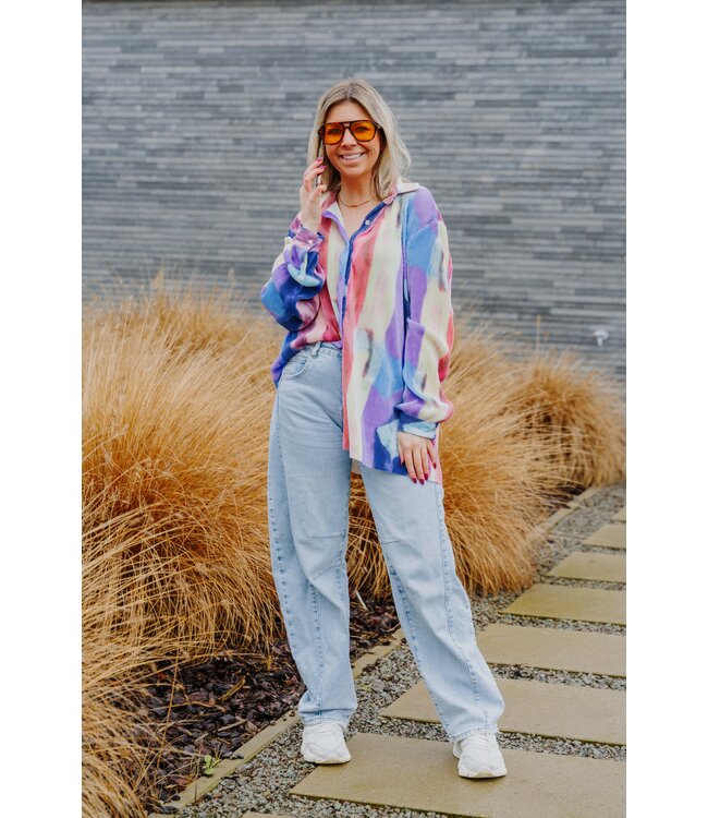 Ribbed rainbow blouse