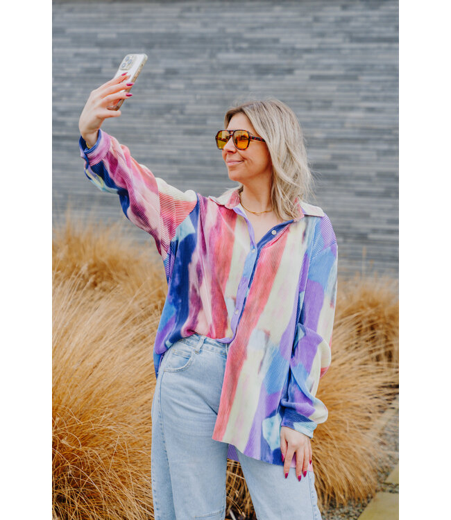 Ribbed rainbow blouse