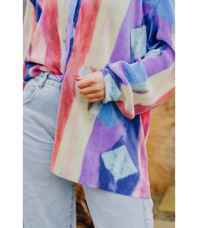 Ribbed rainbow blouse