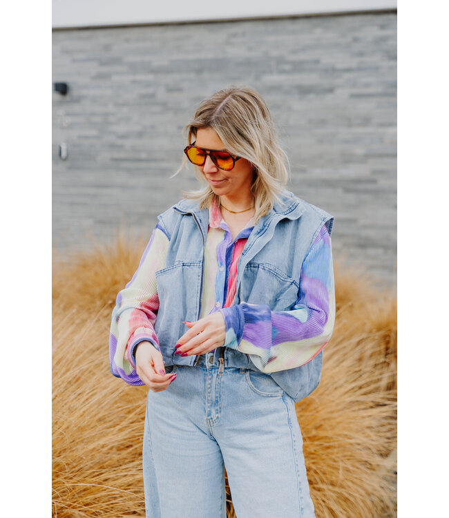 Ribbed rainbow blouse