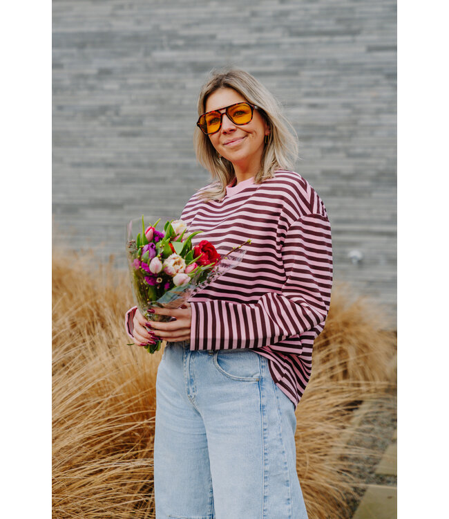 Striped sweater pink/brown