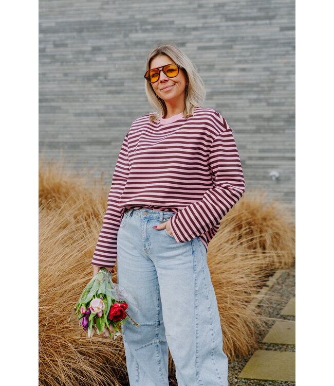 Striped sweater pink/brown