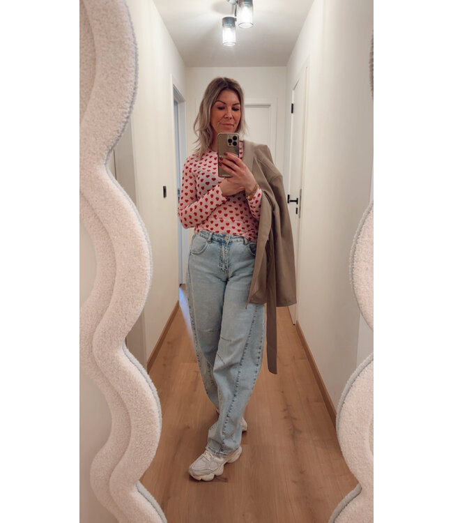 Mesh hearts top pink/red