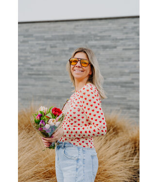 Mesh hearts top yellow/red